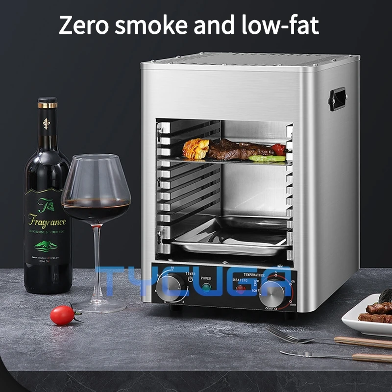 Grelhador elétrico sem fumaça para bife de cozinha, churrasco/carne/vegetais, alta temperatura, 220v, comercial, máquina de cozinhar totalmente automática