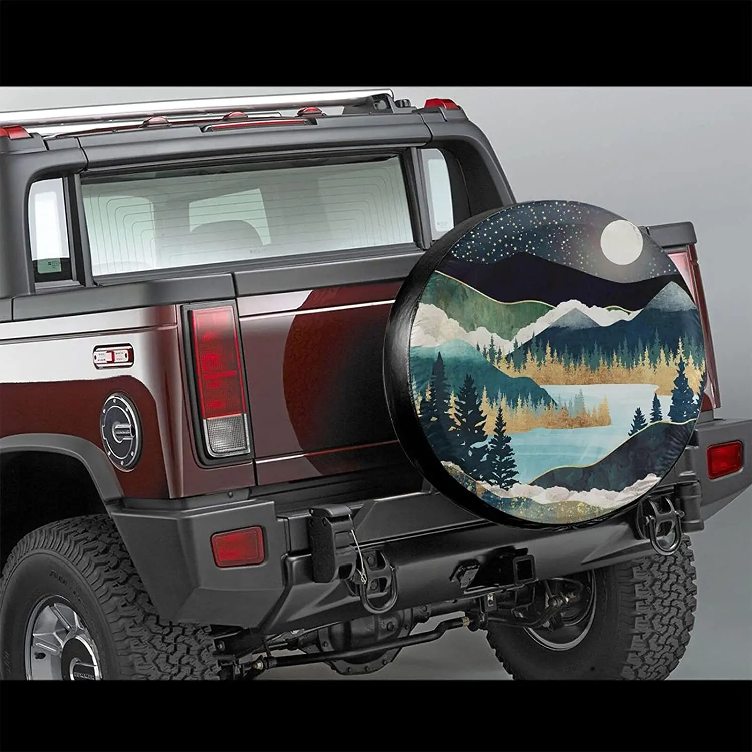 Mountains Nature Scenery Spare Tire Cover Star Lake Landscape Wheel Protectors Weatherproof Wheel Covers Universal Fit