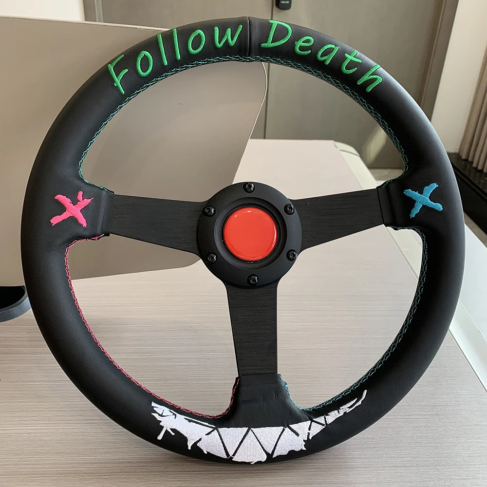 

Tiypeor New JDM Clown Leather Embroidery Racing Steering Wheel