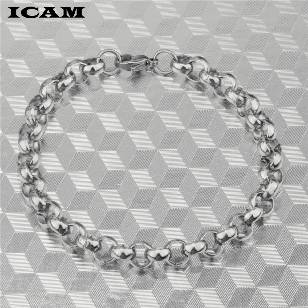 ICAM Men\'s Women\'s Black Stainless Steel Bracelet Round Box Chain Bracelets 2018 Dropshipping Wholesale Jewelry Hip Hop