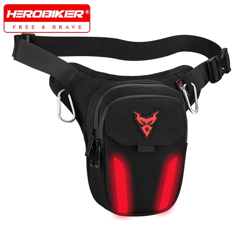 Motorcycle Drop Leg Bag with LED Light Casual Motorbike Bicycle Waist Bag Moto Pack Outdoor Sport Mobile Crossbody