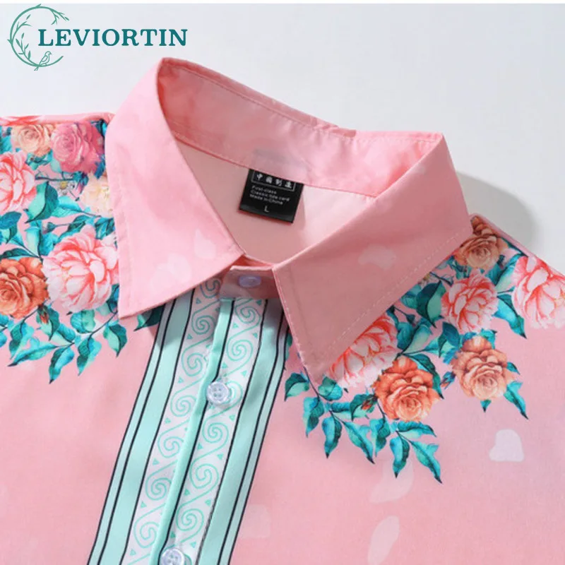 Hip Hop Floral Pink Holiday Beach Shirts For Men And Women Summer Thin Material Short Sleeve Blouses Tops Y2K Streetwear Clothes