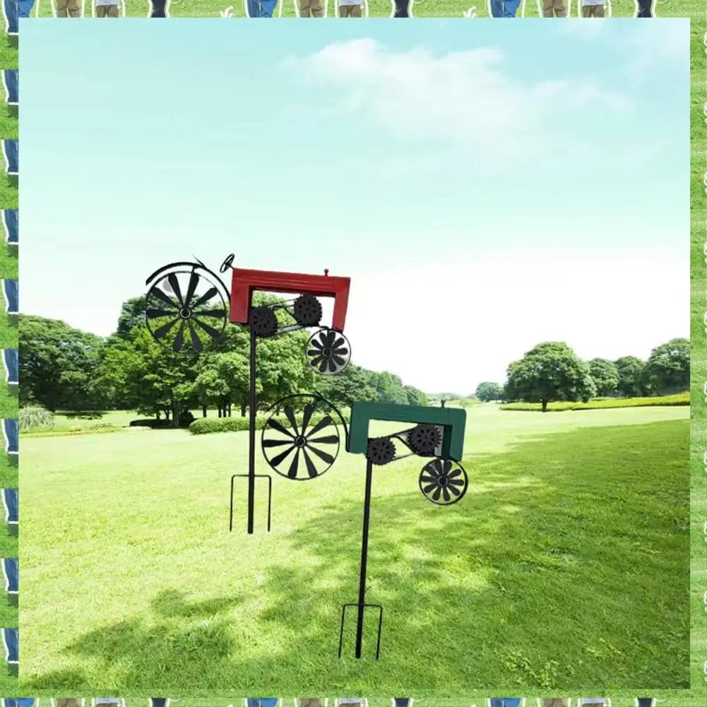 

FTS Garden Stake,Farm Tractor,Turning Wheels, Vintage Finish,Tractor Wind Spinner,Tractor Yard Stake Cart