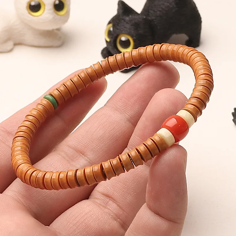 Natural Single Loop Olive Pit Straight Cut Tablet Accessories DIY Wheel Bead Spacers Couple Bracelets for Men 2026 Gifts