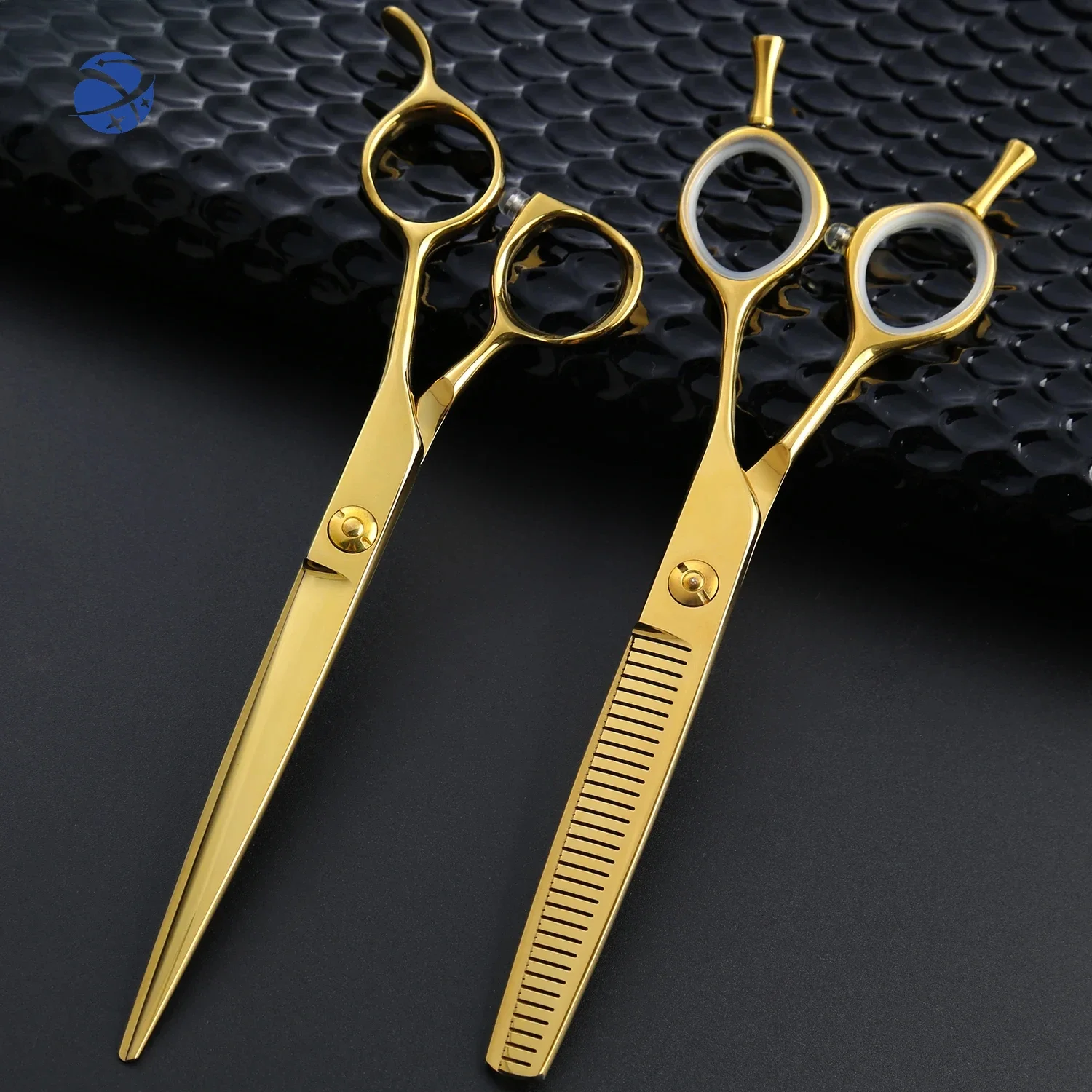 

7 inch Japanese 440C Professional Pet Thinning Scissors Golden Pet Grooming Scissors Set Dog Grooming Scissors Kit