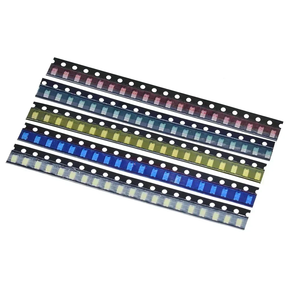 100pcs LED Light Assortment 5 Values 1206 LED Light Red White Green Blue Yellow Assortment 13cmX18cmX0.1cm Electrical