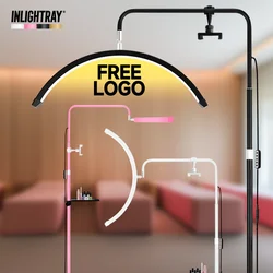 Free LOGO 2024 U-Joint Arc Led Lash Light Half-Moon Shaped Light Video Light With Floor Tripod For Tattoo Beauty Salon Eyelash