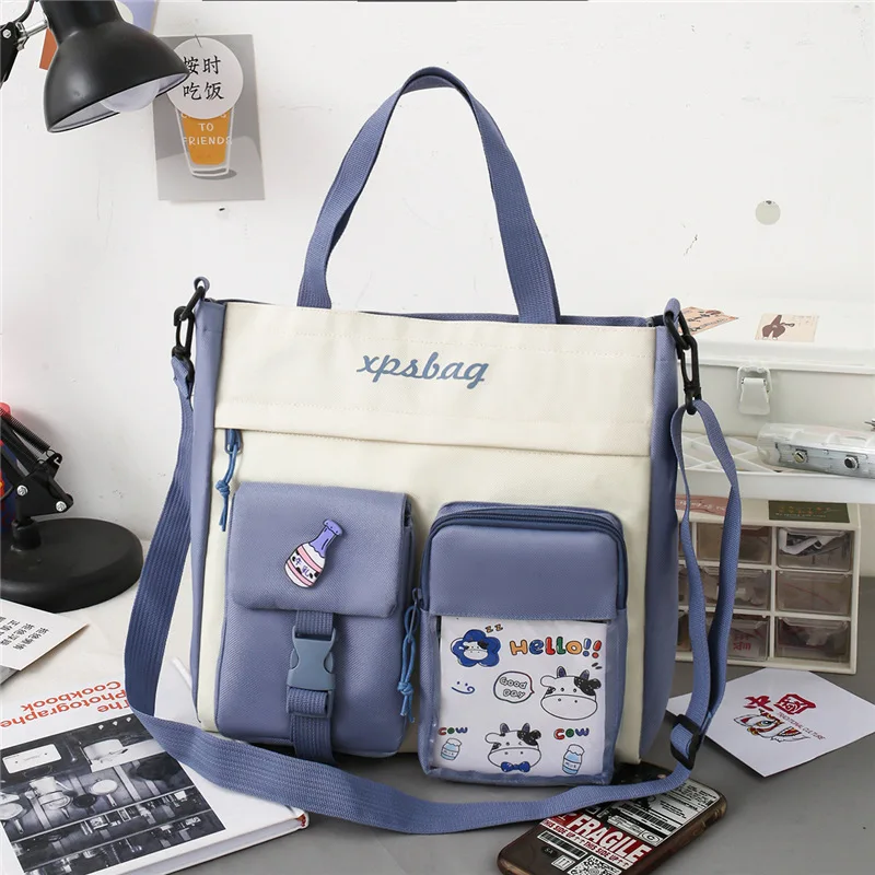 Waterproof Canvas Women Handbags Shoulder Bag Large Capacity Shopping Tote Bag Handbag Messenger Cross Body Book Bags for Girls