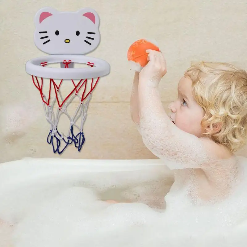 Giocattolo da bagno per basket Giocattolo per canestro da basket per cartoni animati Gioco da bagno interattivo portatile Set da gioco d'acqua per ragazzi e ragazze Casa in età prescolare