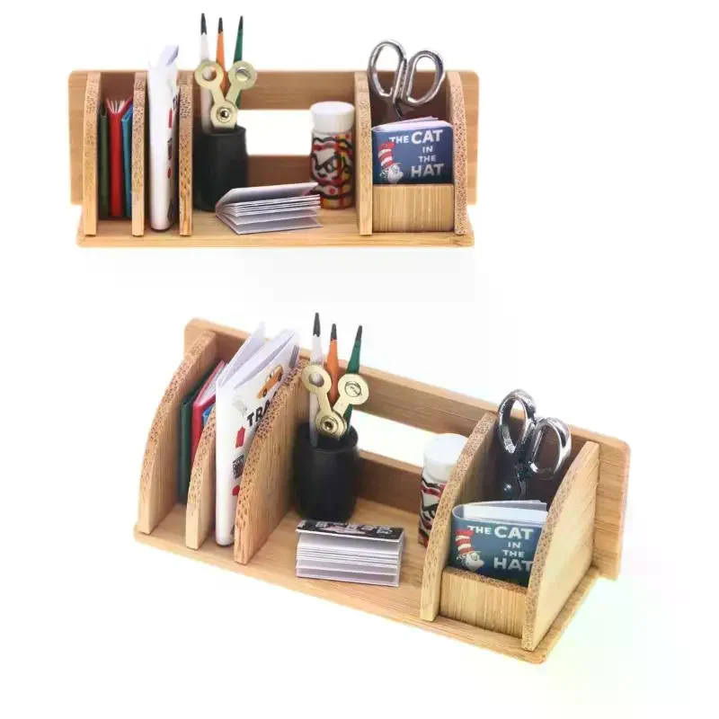1 conjunto casa de bonecas em miniatura desktop estante papelaria rack casa modelo para casa boneca decoração crianças fingir jogar brinquedos presente