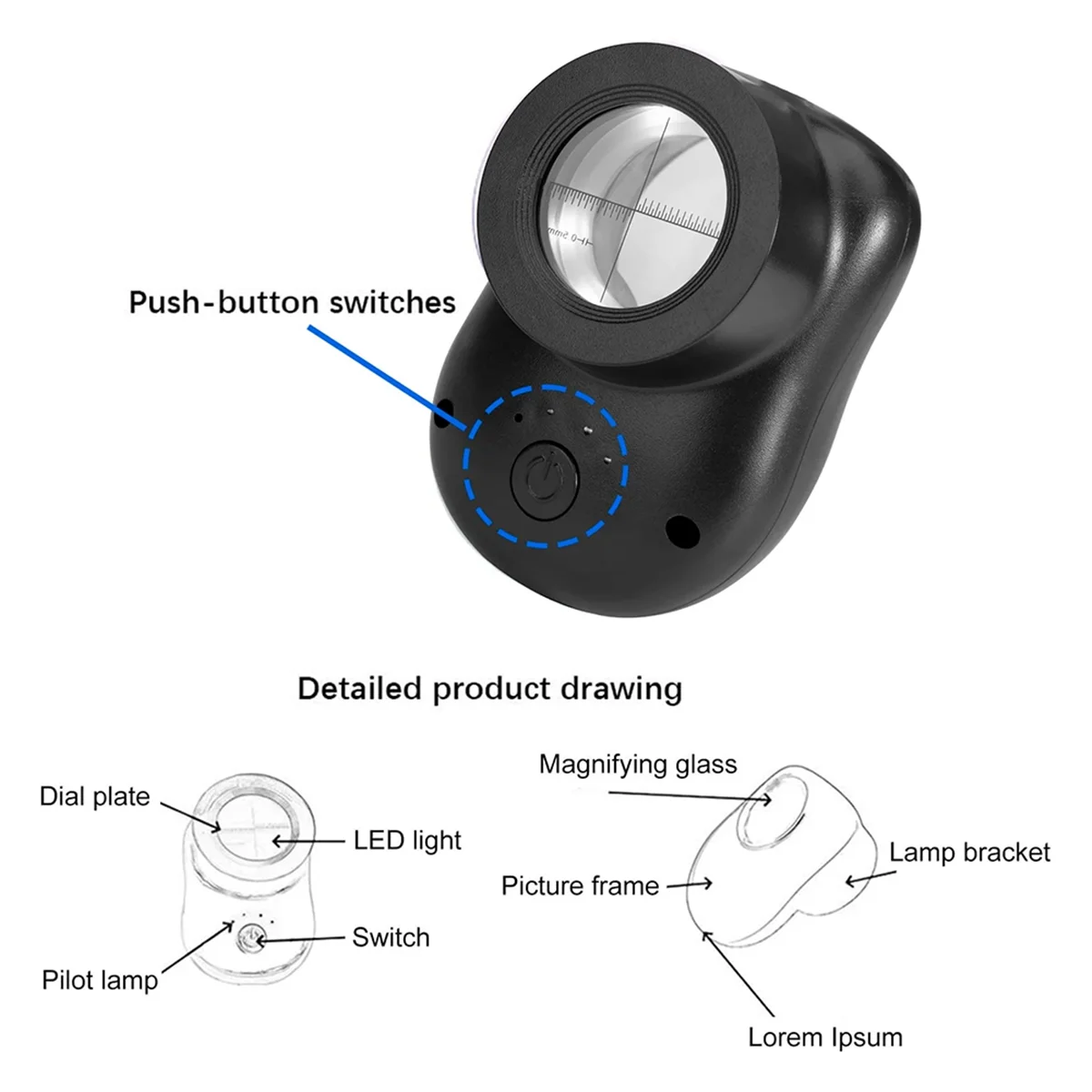 【T330】Lupa de lente de vidro duplo 40X com luzes LED brilhantes (3 modos), lupa de joalheiros portátil para selos de moedas