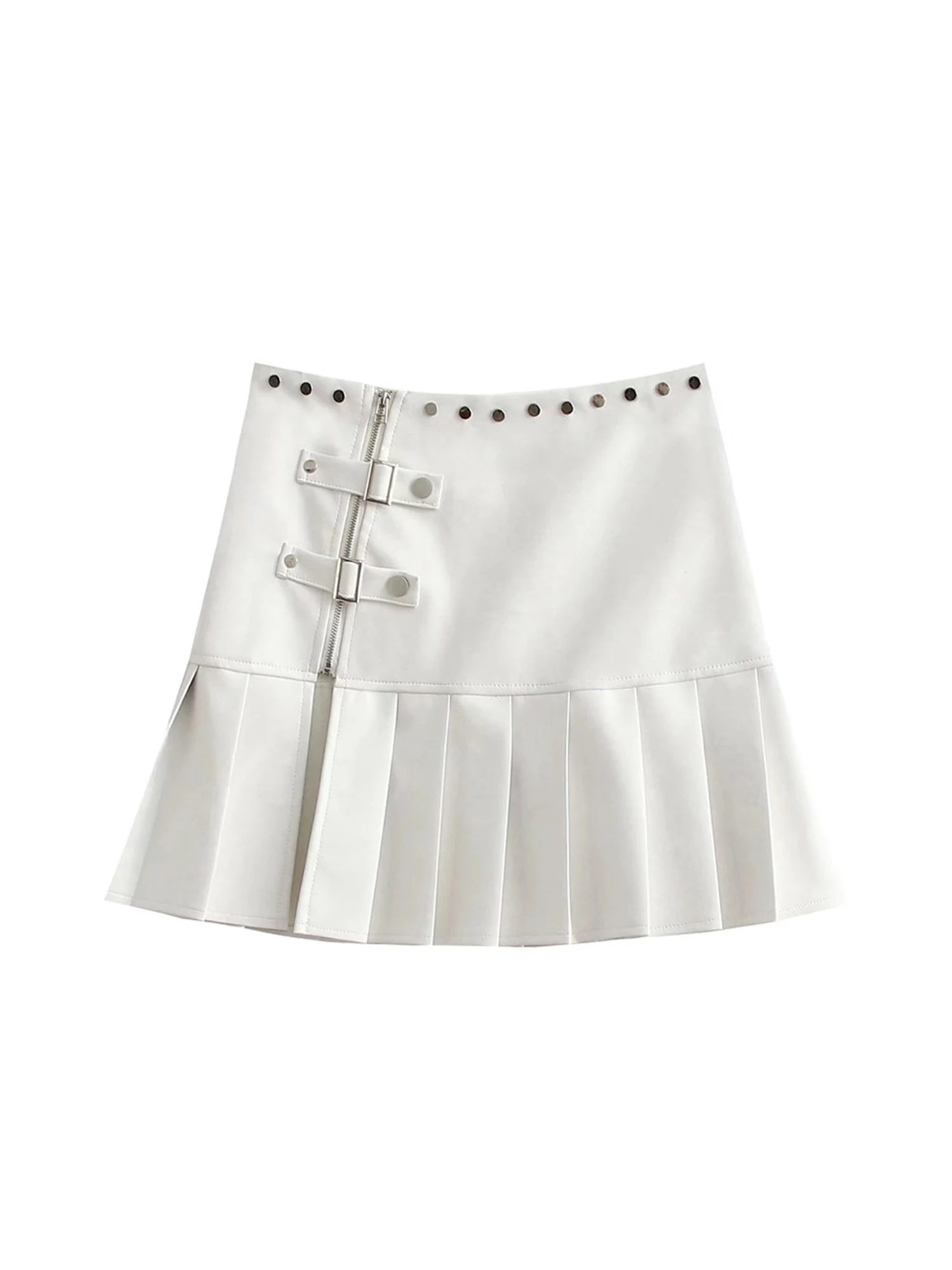 

Женская белая плиссированная юбка, винтажная кожаная юбка с высокой талией 2000-х годов, Harajuku, корейский стиль, Y2k, юбки трапециевидной формы, летняя одежда 2026