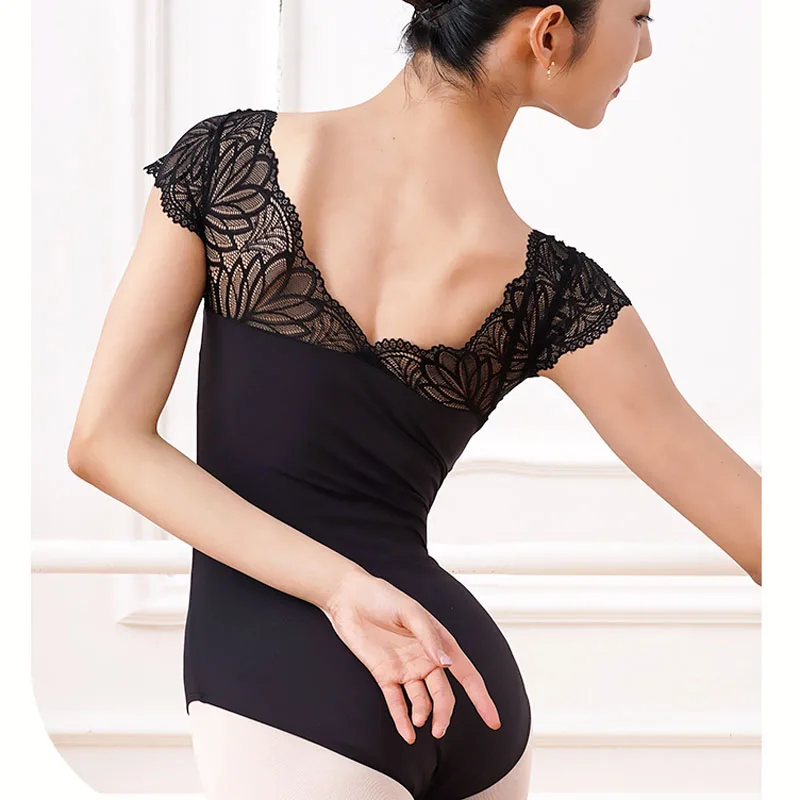 Elegant Daily Practice Ballet Dance Leotard Adult black Lace Design Gymnastics Dancing Clothes Women High Quality Ballet Leotard