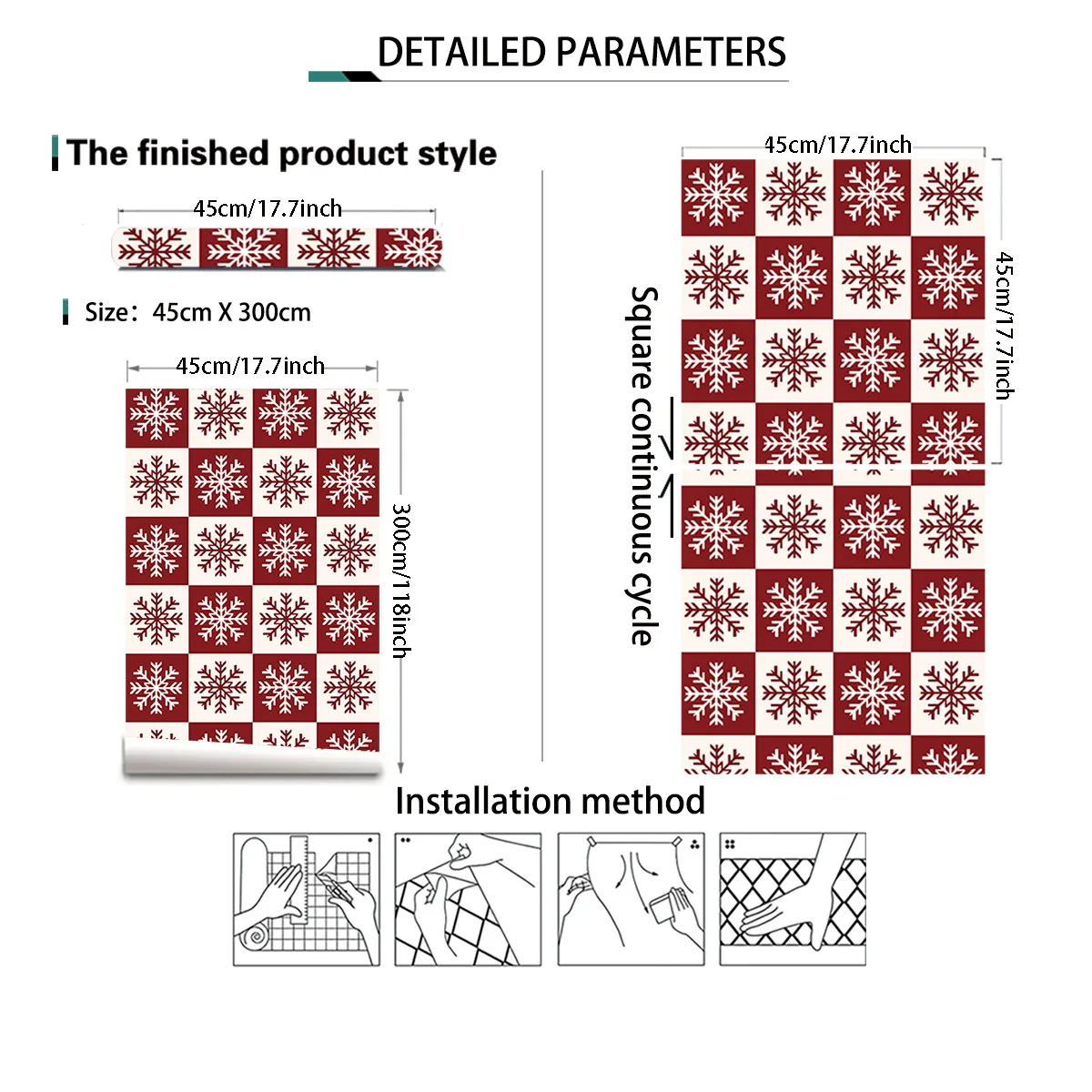 Peel and Stick Christmas Contact Paper for Cabinets Bedroom Winter Snowflake Wallpaper for New Year Xmas Party Decor