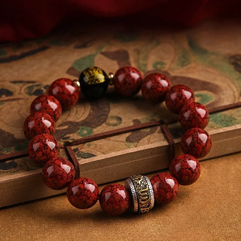 

Year of Birth Natural Raw Gemstone Cinnabar Bracelet Crystal Sand Bracelet Zodiac Natal Buddha Guardian Lucky Beads Ornament