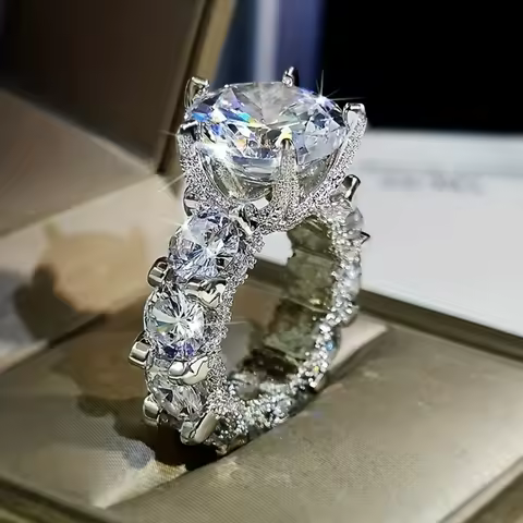 Hot Selling Silver Plated Rings For Women Square Cubic Zircon Jewelry Wedding Engagement Ring Wholesale Size 6-10