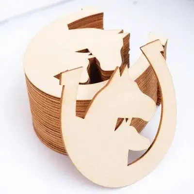 

48pcs Diy Wooden Horseshoe Cutouts Unfinished Wood Slices For Painting Graffiti Craft Handmade Home Decor