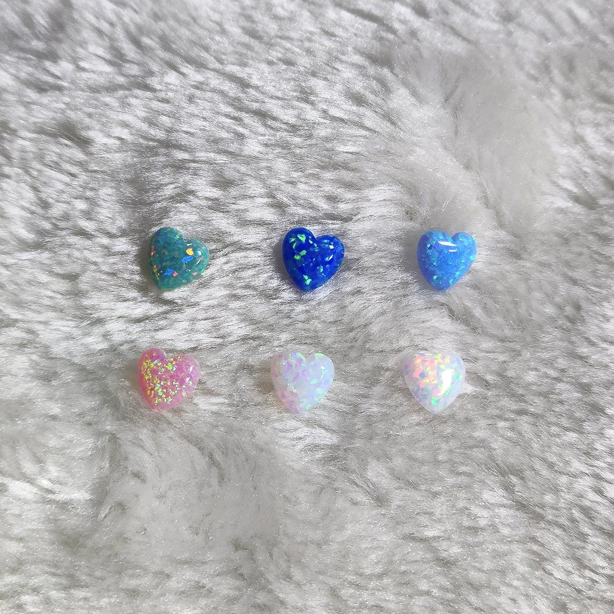 

Colorful Heart Beads for Crafting Lab Created Fire Opal Heart Shaped Flat Back Beads for Jewelry Making