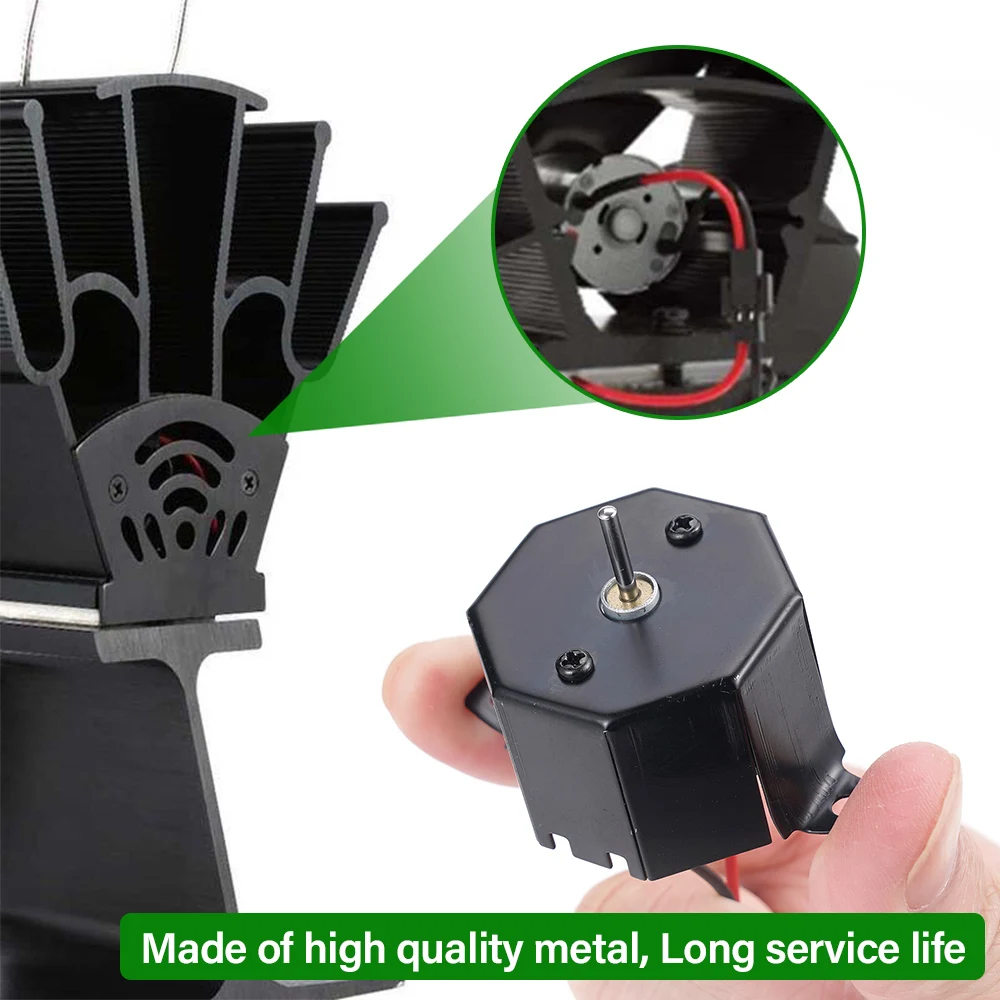 Motore ventola per camino autoalimentato 1450 giri/min azionato a calore senza batteria alloggiamento in metallo per caminetti termoelettrici 3,6x3,6 cm