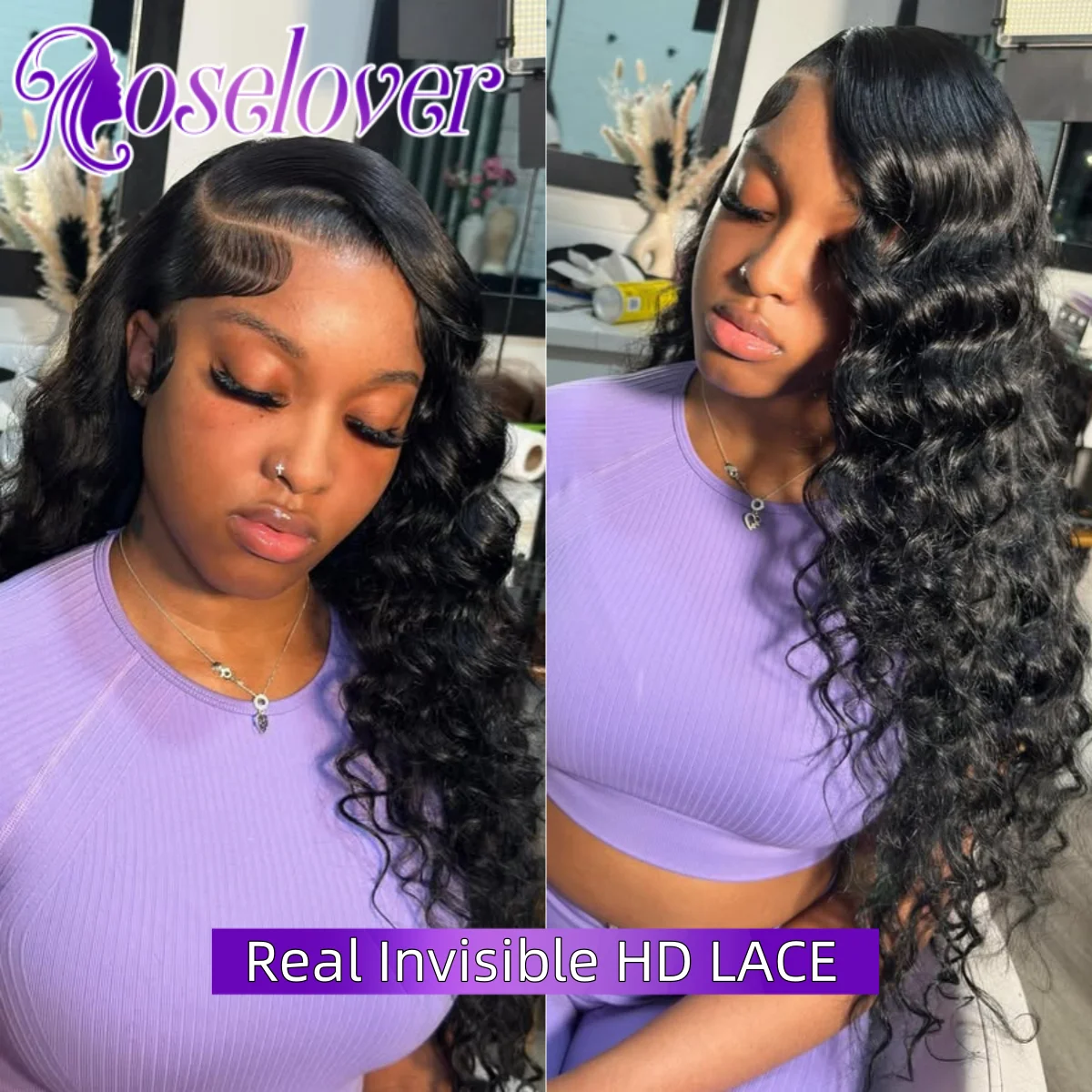 ROSELOVER 34Inch 9x6 Melt Skins Real HD Lace Closure Wig 250% Glueless Natural Hairline Water Wave Human Hair for Black Woman