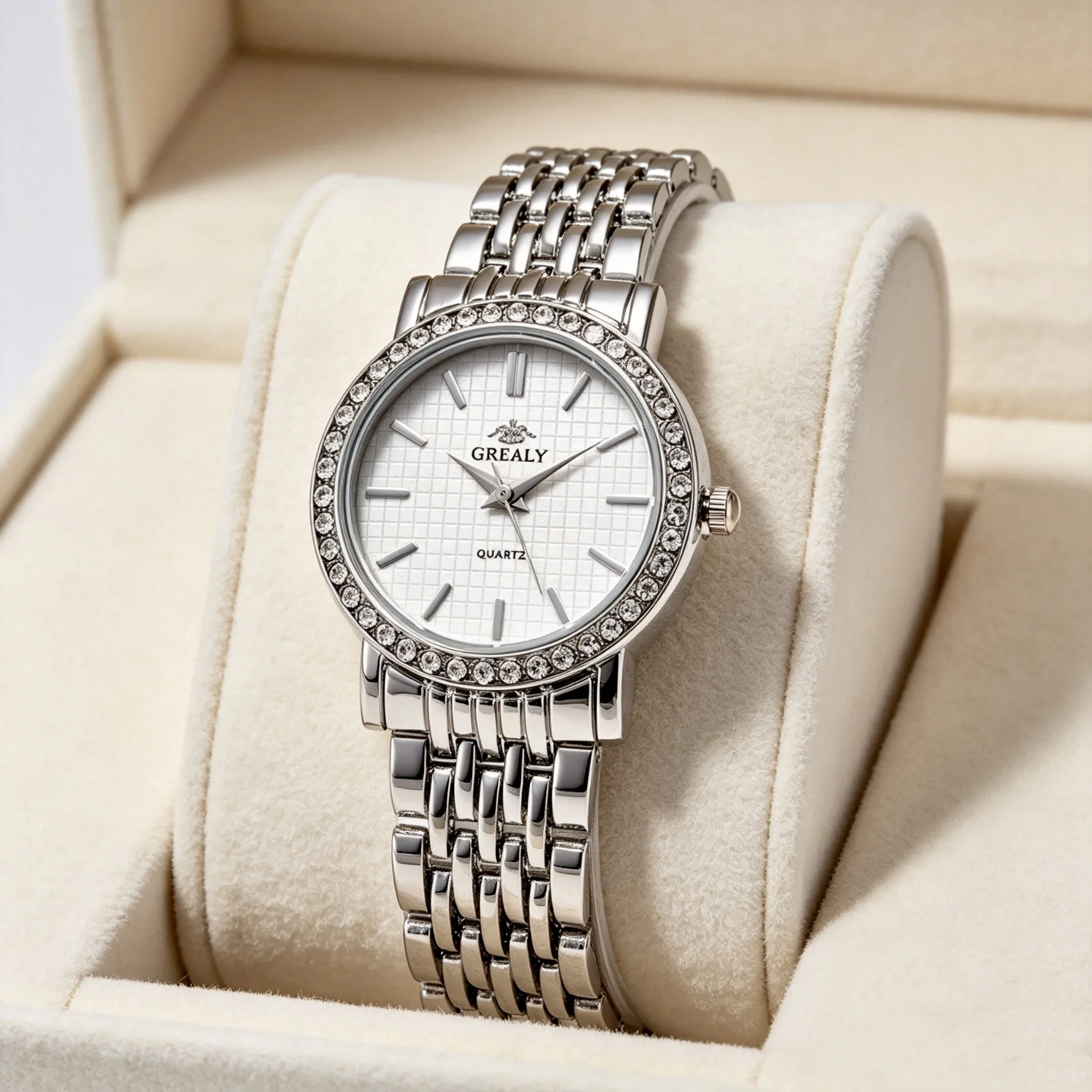 1PCS Trendy Fashion Luxury Digital Scale Circular Dial Women's Quartz Watch Suitable for Daily Clothing Matching Perfect Gift
