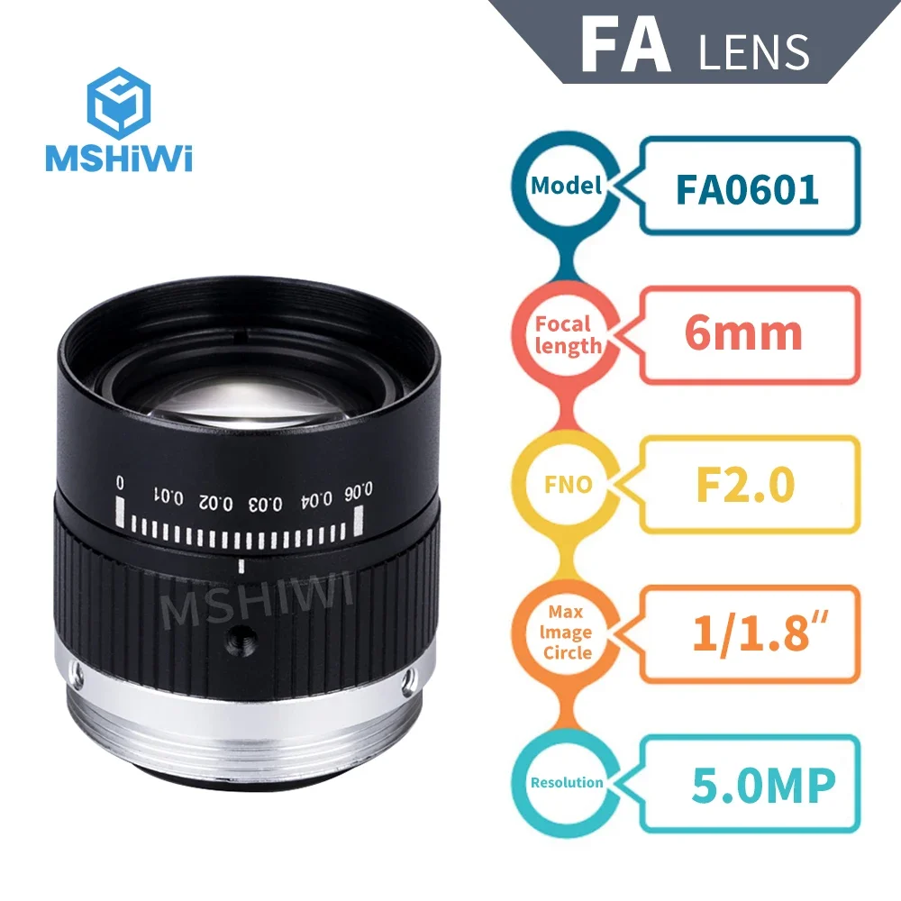 5MP FA Lens C Mount 6mm 1/1.8