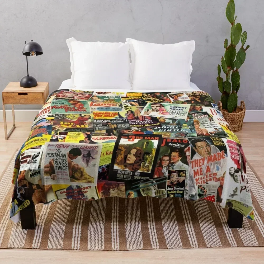 

Film Noir Poster Collage Throw Blanket Color Fast Cozy Throw Blanket