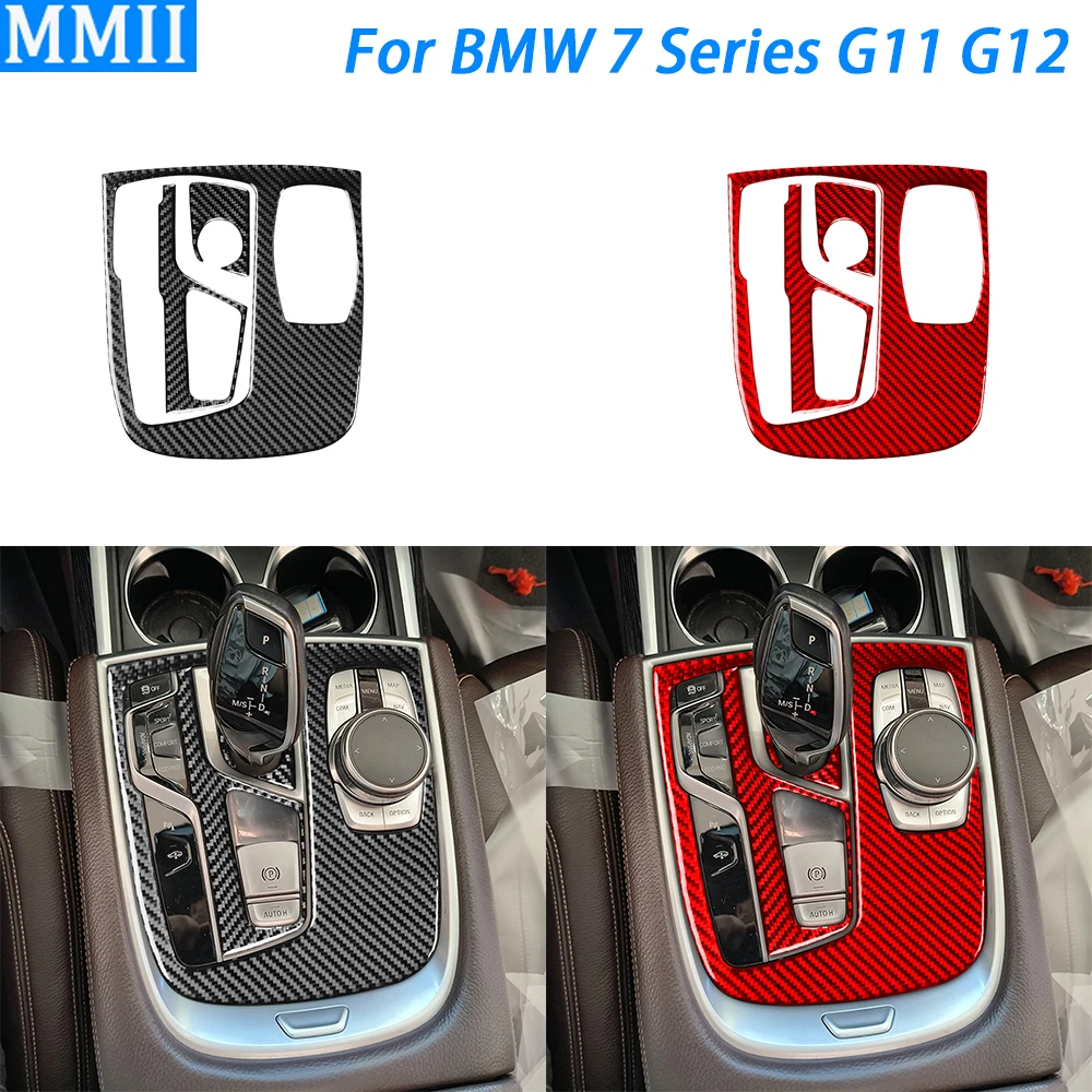 

For BMW 7 Series G11 G12 2015-2022 Real Carbon Fiber Gear Shifr Panel Set Trim Cover Car Interior Decoration Accessories Sticker