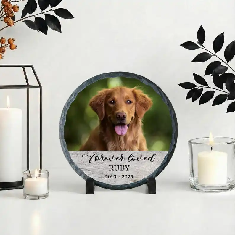 Pierre commémorative personnalisée pour chien, plaque funéraire en ardoise gravée sur mesure, souvenir pour chien bien-aimé