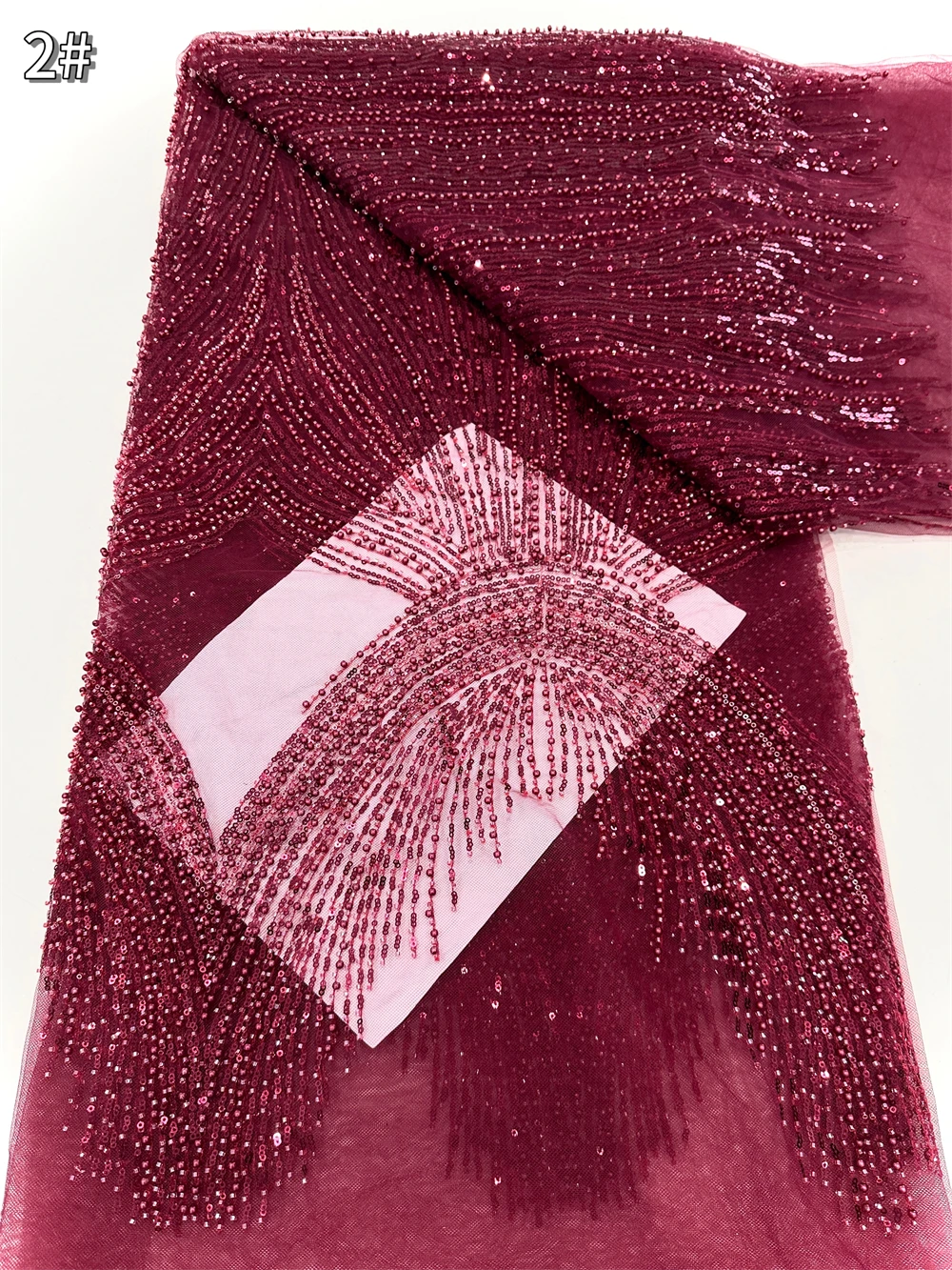 2026 High Quality Lace 5 Yards French Lace Fabric Nigerian Lace Fabrics African Sequins Beaded Lace Fabric For Wedding Party