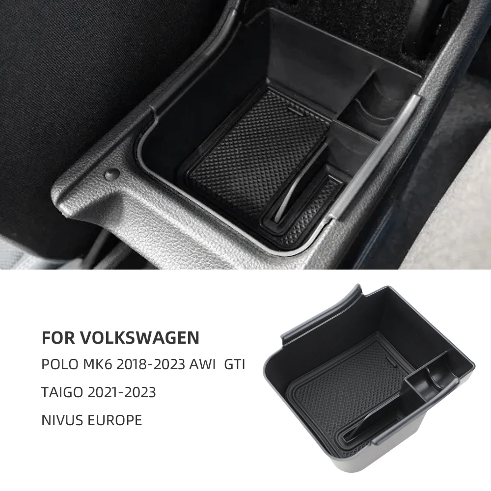 Para Volkswagen VW Polo MK6 2018-2023 AW1 GTI Taigo 2021-2023 Nivus Europa caja de reposabrazos bandeja de almacenamiento soporte accesorios originales