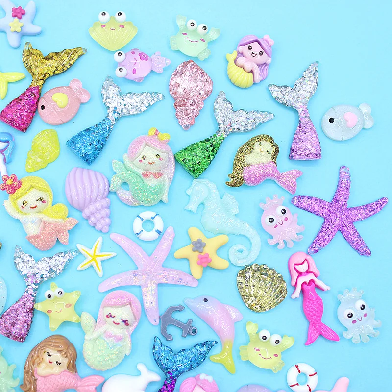 

10pcs Diy Resin Home Decor Kawaii Ocean Charms Series Shell Pearl DecorCute Phone Case Accessories