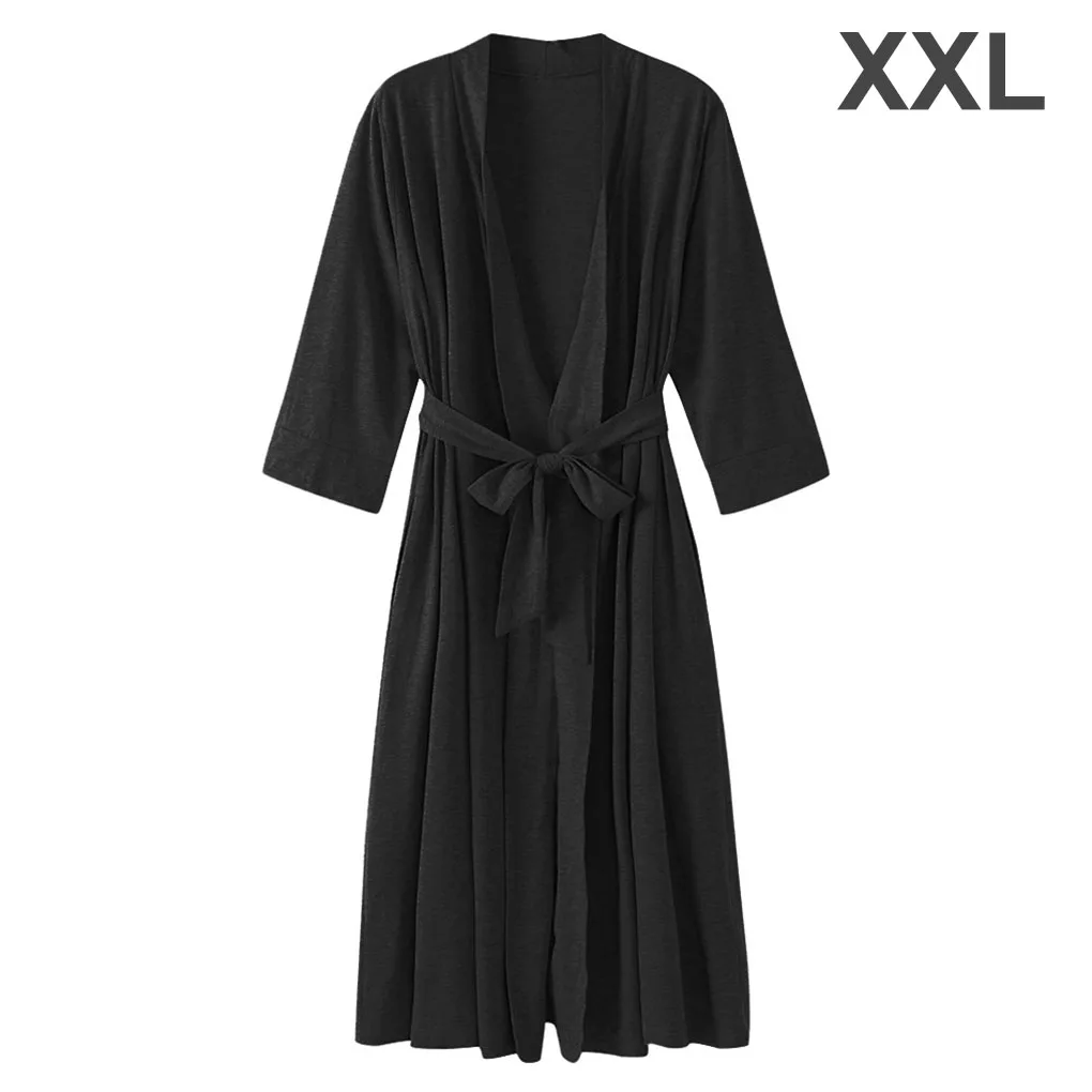 

Night Robe V Neck Sexy Sleepwear Woman Robe Dress Night Dress, Black, XXL