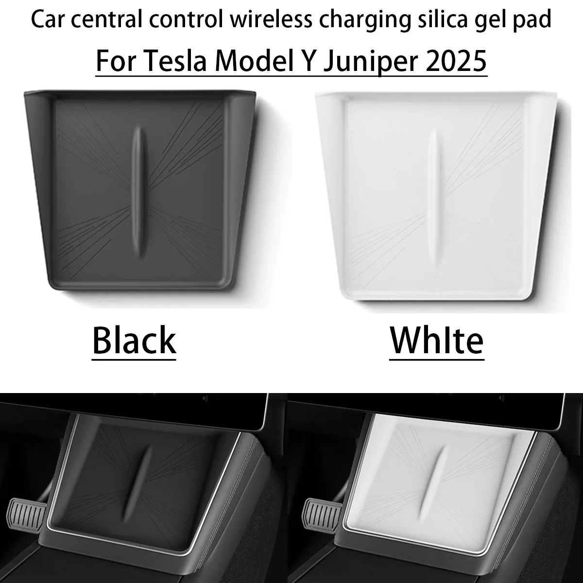 Almofada de Silicone Antiderrapante para Carregamento Sem Fio no Painel Central do Carro para Tesla Model Y Juniper 2025 2026 Acessórios Internos Automotivos