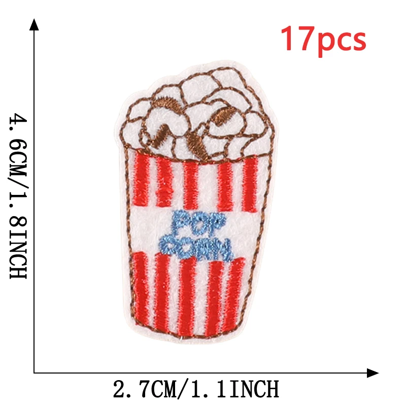 17-teiliges Lot von Lebensmitteln, Donut, Hamburger, Pommes Frites, Stickerei-Applikation, zum Aufbügeln, Großhandel für Kleidung, Kinder, schmelzbar, niedlich – Detail 3
