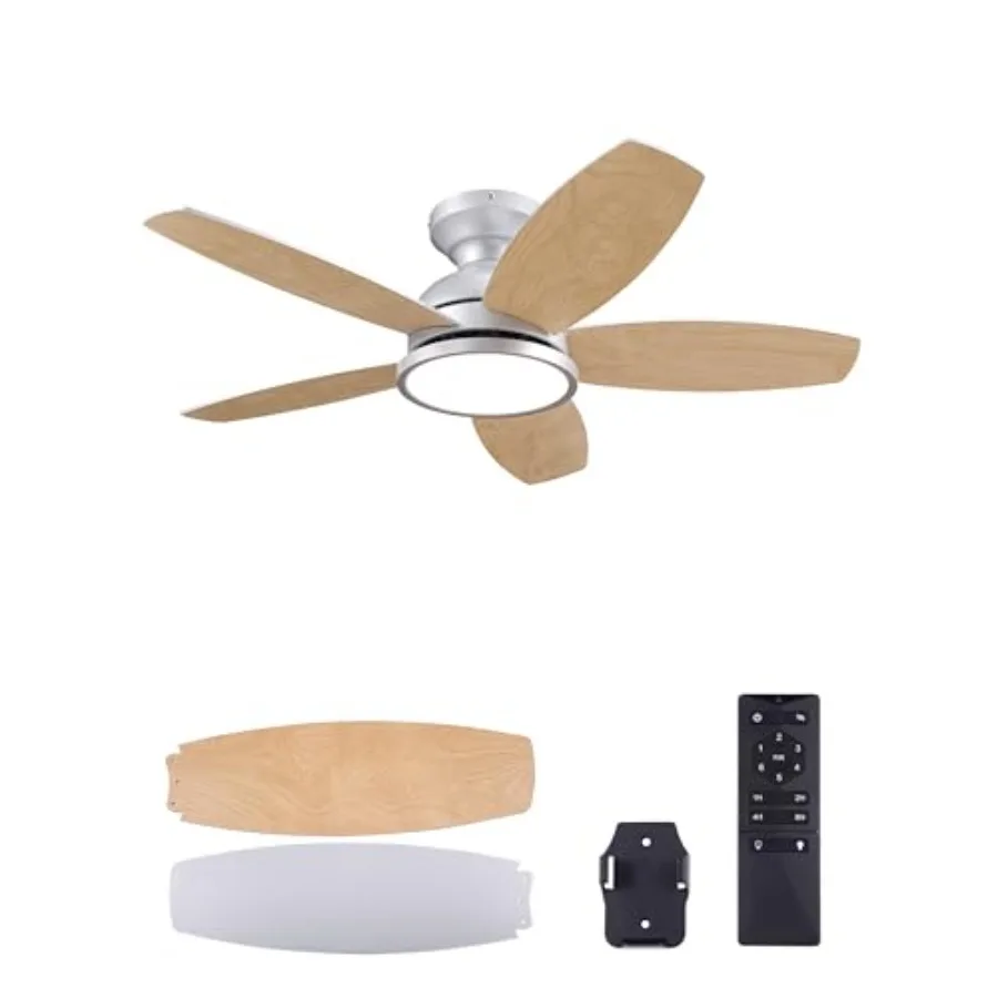 Ceiling Fans with Lights Ceiling Fan and Remote Full-Spectrum LED Light 3CCT 6-Speeds Noiseless Reversible DC Motor Modern Ceil