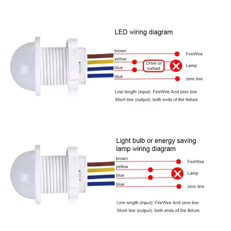 Motion Sensor Light Switch PIR Sensor Smart Detection Switch 85-265V For Ceiling Bulbs Corridors Bathrooms Basement Stair Light