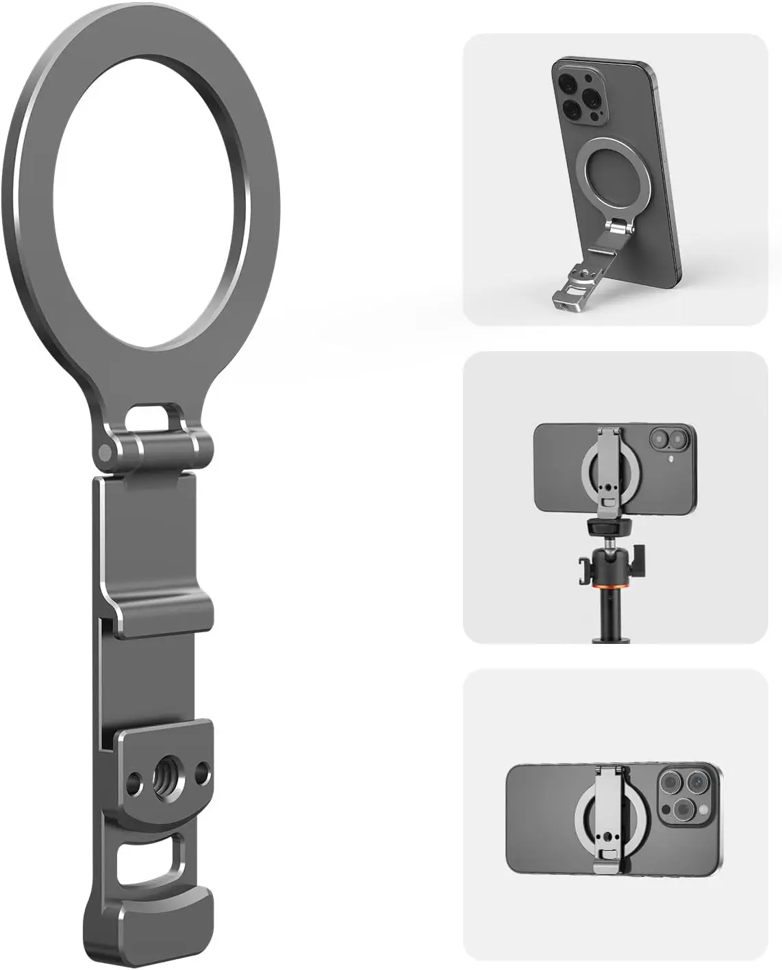 

Magnetic Phone Tripod Mount with Dual Screw Holes and Cold Shoe for iPhone Android Accessories