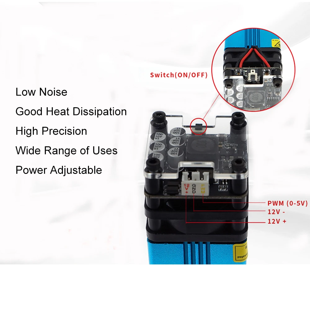 Semiconductor Fixed Focus 450nm 40W 12V Blue High Power Laser Module Engraving Cutting Machine with PWM/TTL Control