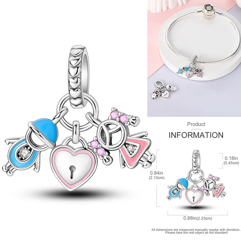 925 Sterling Silber Liebesherz Paar Familie Rose Motorrad Charm-Perlen DIY Armband Halskette Jubiläumsgeschenk für Frauen – Detail 25