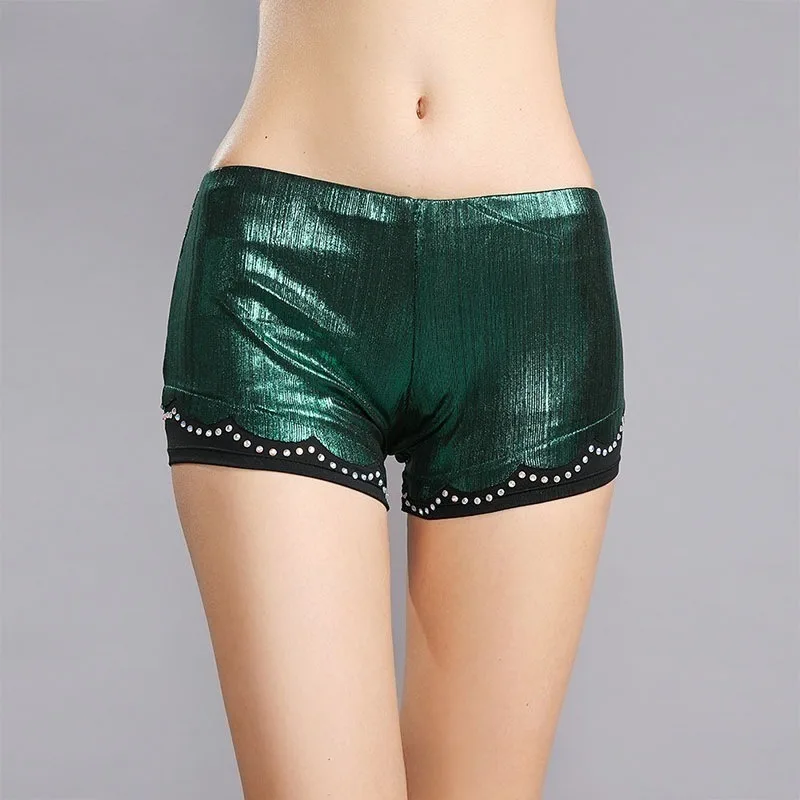 Pantalones de danza del vientre personalizados, mallas, pantalones de seguridad antideslumbrantes, pantalones de entrenamiento ajustados para mujeres adultas, pantalones cortos de tres partes