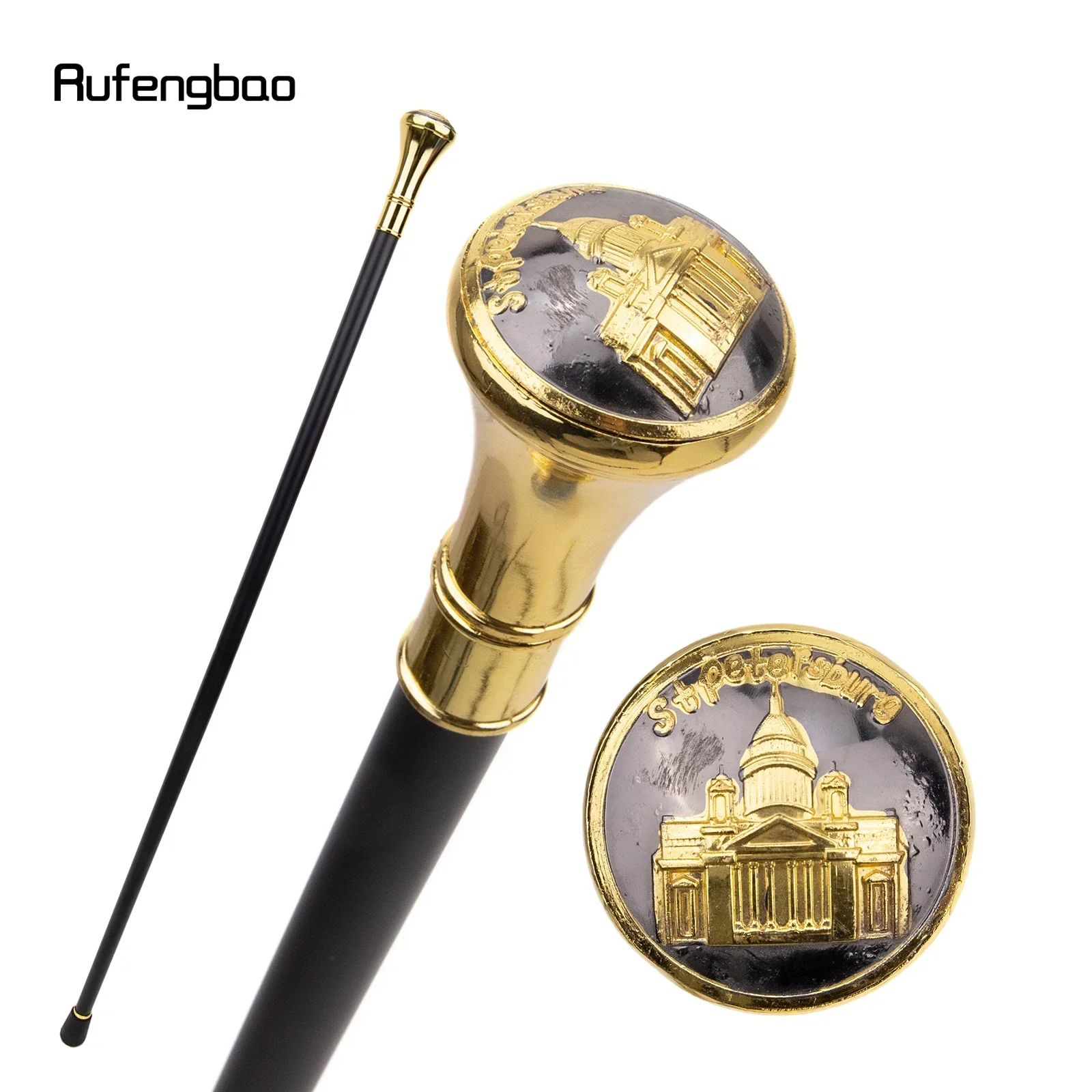 

Golden Stpetersburg Cathedral Gate Totem Single Joint Walking Stick Decorative Cospaly Party Fashionable Cane Crosier 93cm
