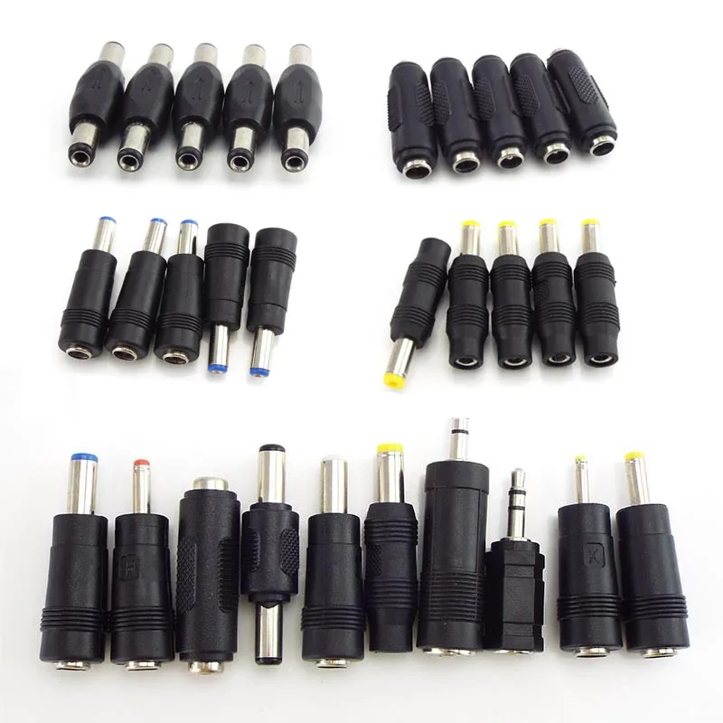 5 sztuk DC kobiecy męski Adapter złącza żeńskie Adapter 5.5*2.1mm 2.5mm 3.5mm 1.35mm tablet zasilania CCTV wtyczka Jack