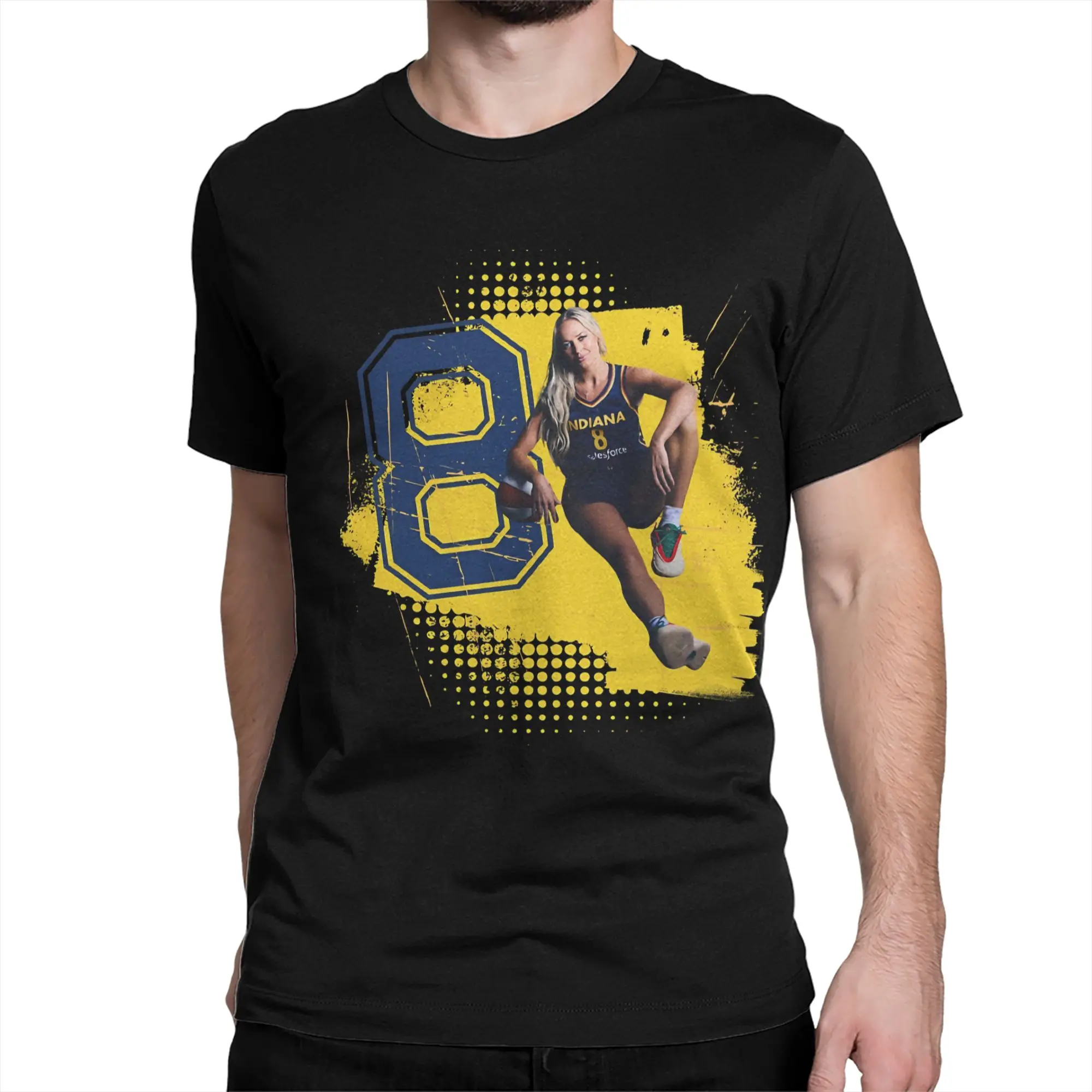 Sophie Cunningham Indiana Fever T Shirt Men Pure Cotton T-Shirts Round Neck Basketball Number 8 Tees Short Sleeve Clothes