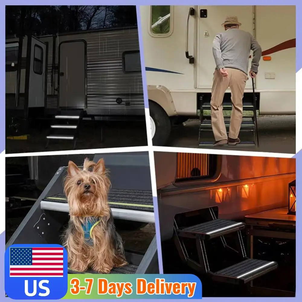 

Набор из 4-х противоскользящих светоотражающих покрытий для ступеней автодома/кемпера, коврики для улицы и приключений