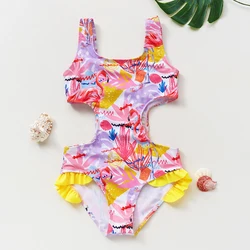 New Arrival 3~12Year Girls swimwear one piece Girls swimsuit Tropical style Children swimwear Girls Swimming outfit Beach wear