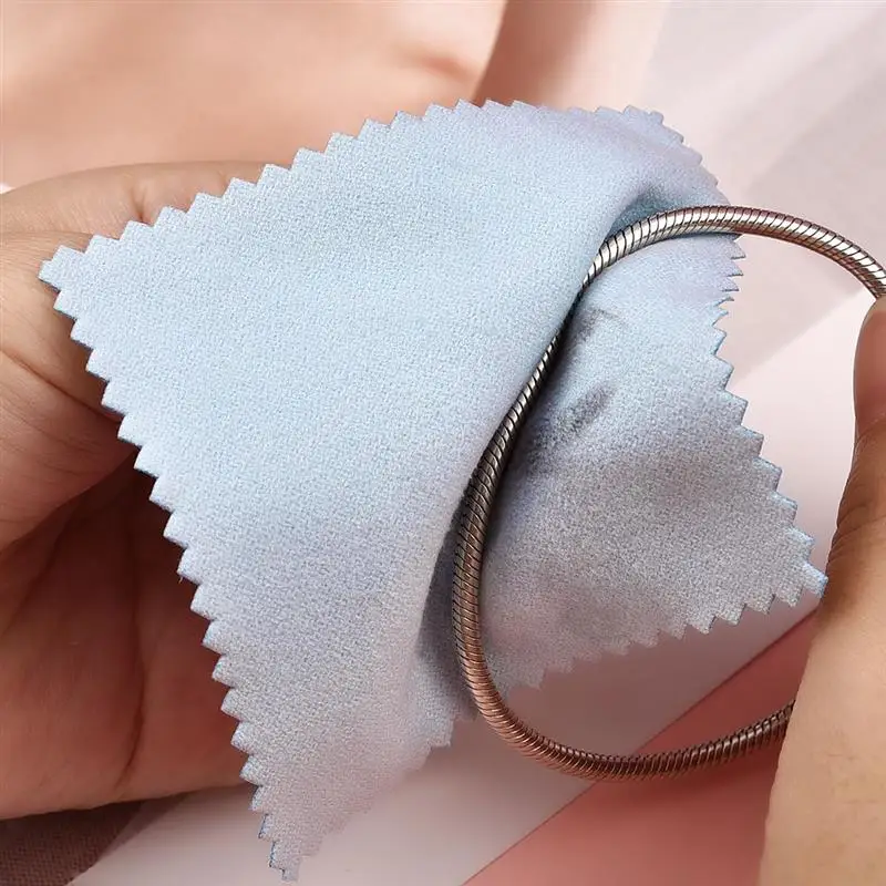 10*6.5cm/8*8cm 50pcs Silver Clean Polishing Cloth Soft Clean Wipe Wiping Cloth For Necklaces Rings Jewelry Clean Tool