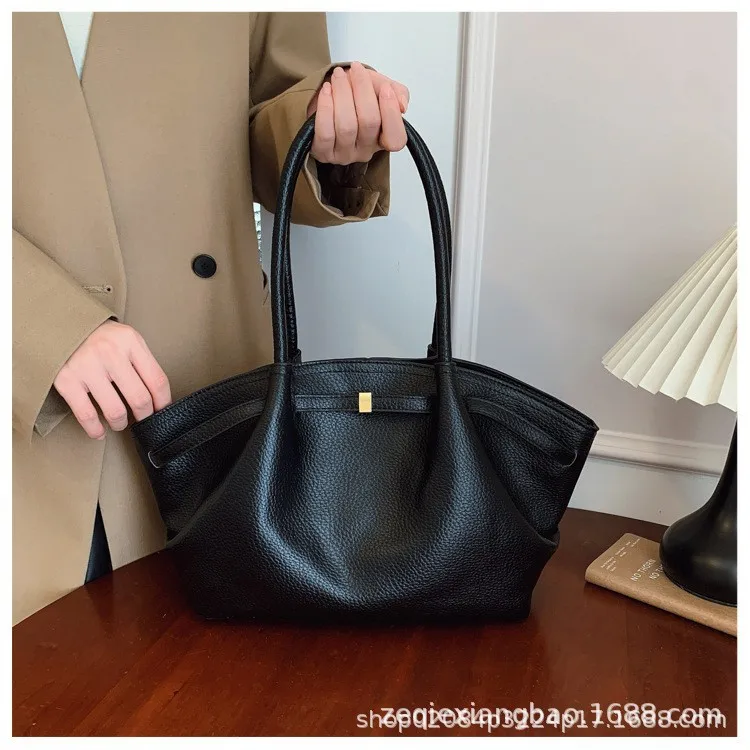

​​Wing Detail Structured Tote Women Solid Color Oversized Shopper Featherlight Commuter Airport Security Ready Luxe​​