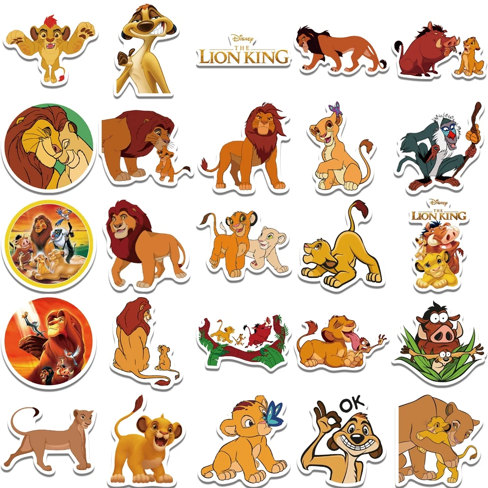 10/30/50PCS Classic Disney Movie The Lion King Cartoon Stickers DIY Luggage Phone Laptop Toy Sticker Waterproof Decals For Kids