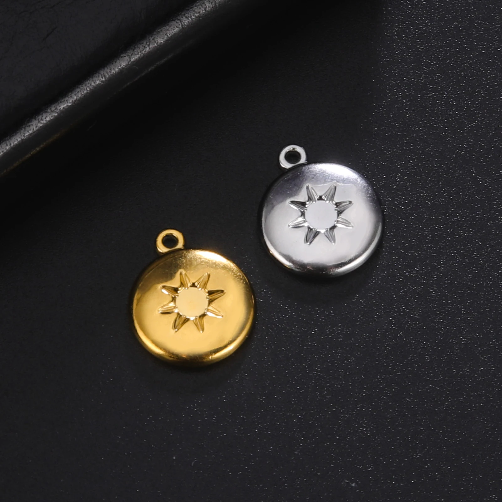 Round Brand Eight-pointed Star Pendant For Women New Trend Stainless Steel Gold Color DIY Necklace for Friend Birthday Gift